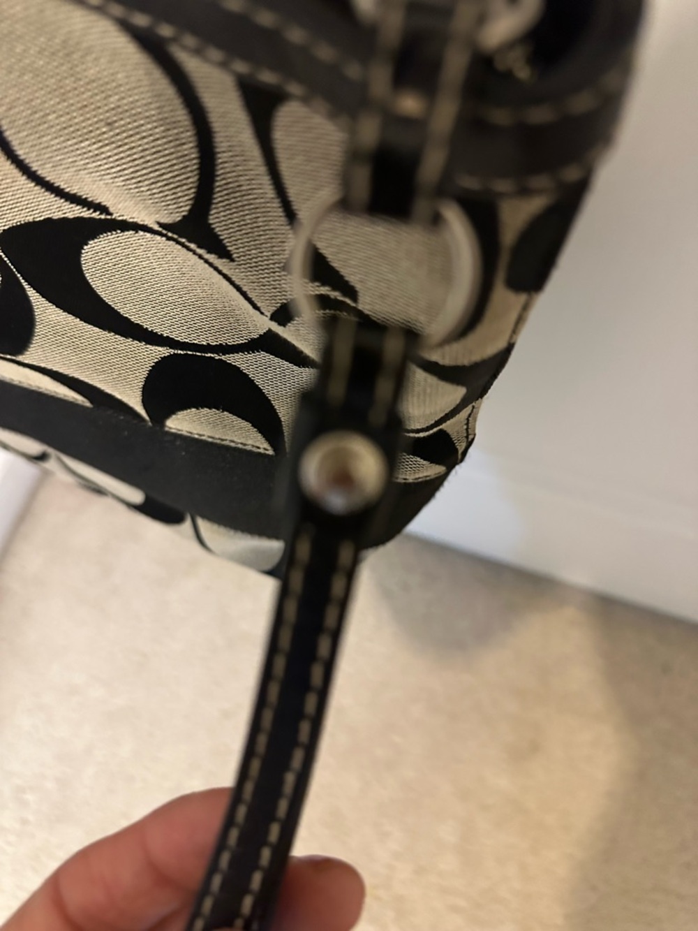 Coach Black and Tan Signature Canvas Tote - Picture 5 of 12